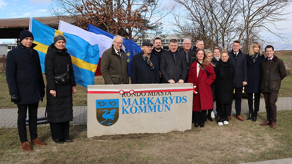 Ett gruppfoto på representanter från Markaryds kommun och Bytów